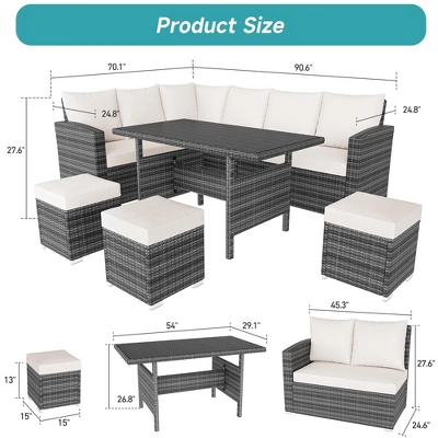 7 Piece Outdoor Sectional Sofa With Dining Table 1 7 Piece Outdoor Sectional Sofa With Dining Table