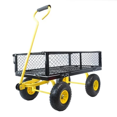 Steel Garden Cart Heavy Duty 550 Lbs Capacity With Removable Mesh Sides Utility Metal Wagon With 180° Rotating Handle Perfect For Garden 1 Steel Garden Cart Heavy Duty 550 Lbs Capacity With Removable Mesh Sides Utility Metal Wagon With 180° Rotating Handle Perfect For Garden