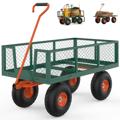 500lb Steel Garden Cart, 3-in-1 Folding Utility Wagon With Detachable Side Panels, 180° Swivel Handle & 10" Tires For Outdoor, Yard, Lawn & Garden 2 500lb Steel Garden Cart, 3-in-1 Folding Utility Wagon With Detachable Side Panels, 180° Swivel Handle & 10" Tires For Outdoor, Yard, Lawn & Garden - Image 2