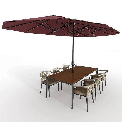 13ft Double-Sided Patio Umbrella With Crank Lift, UPF 50+, All-Weather, (Without Base) 1 13ft Double-Sided Patio Umbrella With Crank Lift, UPF 50+, All-Weather, (Without Base)