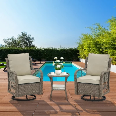 Whizmax Patio Wicker Chairs Swivel Rocker - Outdoor Swivel Rocking Chairs Set Of 2 With Rattan Side Table, Patio Swivel Glider Chair For Patio Porch 8 Whizmax Patio Wicker Chairs Swivel Rocker - Outdoor Swivel Rocking Chairs Set Of 2 With Rattan Side Table, Patio Swivel Glider Chair For Patio Porch - Image 8
