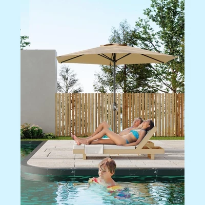 7.5ft Outdoor Patio Umbrella, Table Market Umbrella With 6 Sturdy Ribs UV Protection Waterproof For Garden, Deck, Backyard, Pool,Tan 5 7.5ft Outdoor Patio Umbrella, Table Market Umbrella With 6 Sturdy Ribs UV Protection Waterproof For Garden, Deck, Backyard, Pool,Tan - Image 5