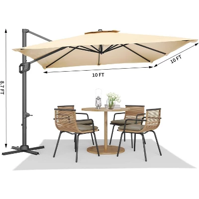 10ftx10ft Cantilever Patio Umbrella With Base,umbrella Outdoor Patio,360 Rotation Outdoor Umbrella With Stand For Deck,Pool,Backyard 1 10ftx10ft Cantilever Patio Umbrella With Base,umbrella Outdoor Patio,360 Rotation Outdoor Umbrella With Stand For Deck,Pool,Backyard