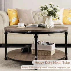 Whizmax Round Coffee Table For Living Room Rustic Center Table With Storage Shelf 12 Whizmax Round Coffee Table For Living Room Rustic Center Table With Storage Shelf -Garvee Sales GUEST ac0daaed 473e 4680 9c4a 09cc0049226f