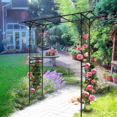 Metal Garden Arch, Iron Garden Arch Trellis For Climbing Plants Rose Outdoor, Arch Archway For Wedding Ceremony Party 3 Metal Garden Arch, Iron Garden Arch Trellis For Climbing Plants Rose Outdoor, Arch Archway For Wedding Ceremony Party - Image 3