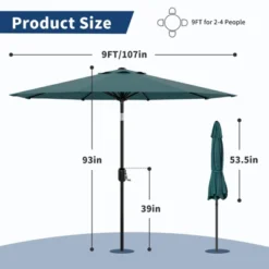 Garvee 9Ft Patio Umbrella - 8 Sturdy Ribs Outdoor Table Umbrella With Crank Lift & Push Button Tilt - Market Umbrella For Pool, Deck, Garden-Blue 12 Garvee 9Ft Patio Umbrella - 8 Sturdy Ribs Outdoor Table Umbrella With Crank Lift & Push Button Tilt - Market Umbrella For Pool, Deck, Garden-Blue -Garvee Sales GUEST acd39f76 4caf 442a 83a9 5a47f5299949