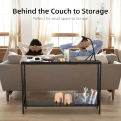 Garvee 2-Tier Narrow Console Sofa Side Table For Entryway Hallway Living Room, Black -Garvee Sales GUEST ad19350d 3719 4f12 9cf0 04fec40e0cc7
