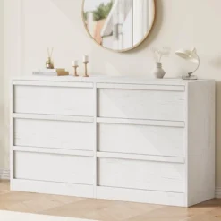 Garvee Modern Double Dresser Organizer With 6 Drawers Large Storage, Wooden Chest Of Drawers For Living Room, Bedroom, Nursery, Hallway -Garvee Sales GUEST ad23d4dd 7de3 40f8 a480 56fbf078c9e4
