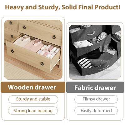 Garvee 7 Dresser For Bedroom, 54" Wide Drawer Dresser With Storage Freestanding, Wooden Closet Storage Chest For Living Room, Natural Oak 5 Garvee 7 Dresser For Bedroom, 54" Wide Drawer Dresser With Storage Freestanding, Wooden Closet Storage Chest For Living Room, Natural Oak - Image 5