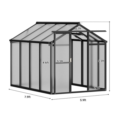 Whizmax 6' X 8' Greenhouse, Upgraded Polycarbonate Green House With Vent, Aluminum Frame, Greenhouses For Outdoors For Yard, Garden, Hobby 6 Whizmax 6' X 8' Greenhouse, Upgraded Polycarbonate Green House With Vent, Aluminum Frame, Greenhouses For Outdoors For Yard, Garden, Hobby - Image 6