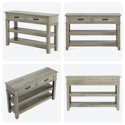 Garvee 3 Tier Entryway Console Wooden Table Sofa Table With 2 Storage Drawers, Farmhouse Wooden Hallway Tables For Entryway, Living Room, Grey 8 Garvee 3 Tier Entryway Console Wooden Table Sofa Table With 2 Storage Drawers, Farmhouse Wooden Hallway Tables For Entryway, Living Room, Grey - Image 8