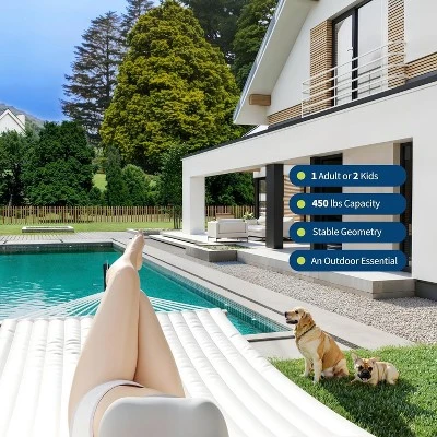 Double Hammock With Space Foldable Saving Steel Stand Included 2 Person Heavy Duty Outside Garden Yard 450lb Capacity For Garden Outdoor Beige 6 Double Hammock With Space Foldable Saving Steel Stand Included 2 Person Heavy Duty Outside Garden Yard 450lb Capacity For Garden Outdoor Beige - Image 6