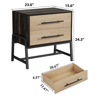 Whizmax Nightstand With Drawer Bedside Table With Metal Frame 2 Whizmax Nightstand With Drawer Bedside Table With Metal Frame - Image 2