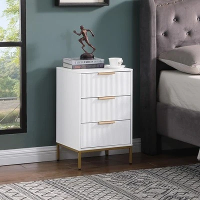 Night Stand,Tall Bedside Table With 3Storage Drawers,White Nightstand,Bedside Furniture 5 Night Stand,Tall Bedside Table With 3Storage Drawers,White Nightstand,Bedside Furniture - Image 5
