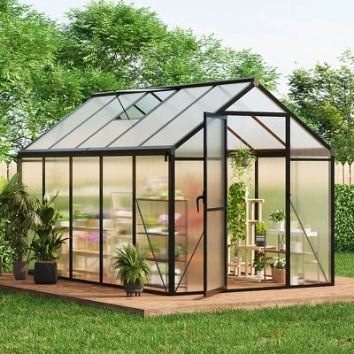 Garvee Walk-In Greenhouse With Polycarbonate Panels, Aluminum Frame, Quick Setup, Roof Vent, Outdoor Garden Greenhouse 9 Garvee Walk-In Greenhouse With Polycarbonate Panels, Aluminum Frame, Quick Setup, Roof Vent, Outdoor Garden Greenhouse - Image 9