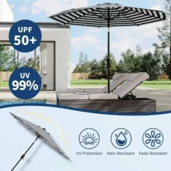 9 FT Patio Umbrella, Table Umbrella Outdoor Patio With Crank Lift & Push Button Tilt, 8 Sturdy Ribs For Yard, Deck, Pool 10 9 FT Patio Umbrella, Table Umbrella Outdoor Patio With Crank Lift & Push Button Tilt, 8 Sturdy Ribs For Yard, Deck, Pool -Garvee Sales GUEST af1f4868 0205 4607 a407 1004ef143466