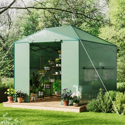 Pop Up Greenhouse,Portable Walk-in Indoor Outdoor Greenhouse For Garden Patio Backyard,Zippered Doors And Window,PE Cover 9 Pop Up Greenhouse,Portable Walk-in Indoor Outdoor Greenhouse For Garden Patio Backyard,Zippered Doors And Window,PE Cover - Image 9