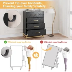 Dresser For Bedroom With 4 Drawer, Modern Dressers Chest Of Drawers, With Wide Drawers And Metal Handles, Wood Dressers, Black 12 Dresser For Bedroom With 4 Drawer, Modern Dressers Chest Of Drawers, With Wide Drawers And Metal Handles, Wood Dressers, Black -Garvee Sales GUEST af84f599 53c6 4946 9dd2 3e4a938558d6