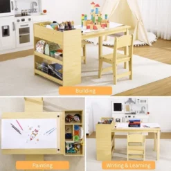 Garvee Kids Art Table And 2 Chairs--Craft Table With Large Storage Shelves,WarmYellow -Garvee Sales GUEST af88edcc 87ab 40d1 b809 afa299ef1a78
