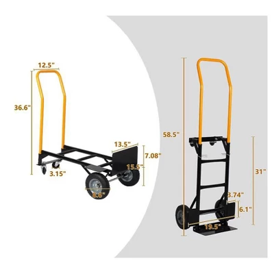 Hand Truck Dolly 2 Wheel Dolly Cart And 4 Wheel Push Cart With Swivel Wheels 330 LBS Capacity,abstract,black,33.46in,2.79ft 5 Hand Truck Dolly 2 Wheel Dolly Cart And 4 Wheel Push Cart With Swivel Wheels 330 LBS Capacity,abstract,black,33.46in,2.79ft - Image 5