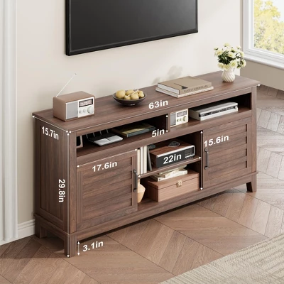 65" TV Stand Entertainment Center With Adjustable Shelves & 8 Storage Compartments, Semi-Open Double Door Cabinet For Living Room, Bedroom 1 65" TV Stand Entertainment Center With Adjustable Shelves & 8 Storage Compartments, Semi-Open Double Door Cabinet For Living Room, Bedroom