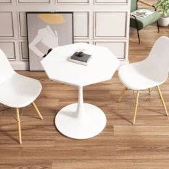 31.5 Inch Modern Coffee Table, With MDF Top And Metal Base, Octagonal Tulips Table Small Dining Table For Dining Room Kitchen Living Room -Garvee Sales GUEST b0110877 c00f 4ecc 8007 48b6d7f69077
