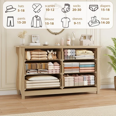 Garvee 6 Dresser For Bedroom, 47.2" Wide Drawer Dresser With Storage Freestanding, Wooden Closet Storage Chest For Living Room, Natural Oak 6 Garvee 6 Dresser For Bedroom, 47.2" Wide Drawer Dresser With Storage Freestanding, Wooden Closet Storage Chest For Living Room, Natural Oak - Image 6