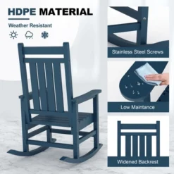 Outdoor HDPE Rocking Chairs – Oversized All-Weather Patio Rockers – Heavy Duty 350lb Capacity, Anti-Rollover Design (Blue) 12 Outdoor HDPE Rocking Chairs – Oversized All-Weather Patio Rockers – Heavy Duty 350lb Capacity, Anti-Rollover Design (Blue) -Garvee Sales GUEST b01d0ac7 db0e 4393 ac79 1e59aa770f73