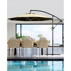10FT Hanging Cantilever Umbrella, Offset Patio Umbrella Outdoor Sun Shade With Easy Tilt Adjustment, 8 Ribs, UV Protection For Backyard, Lawn 13 10FT Hanging Cantilever Umbrella, Offset Patio Umbrella Outdoor Sun Shade With Easy Tilt Adjustment, 8 Ribs, UV Protection For Backyard, Lawn -Garvee Sales GUEST b02b0066 7f07 483a b361 dee16b831b89