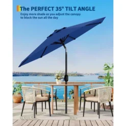 7.5FT Outdoor Patio Umbrella With 6 Sturdy Ribs, Table Umbrella With Push Button Tilt And Crank, UV Protection Waterproof (Navy Blue) 12 7.5FT Outdoor Patio Umbrella With 6 Sturdy Ribs, Table Umbrella With Push Button Tilt And Crank, UV Protection Waterproof (Navy Blue) -Garvee Sales GUEST b04d43b8 531d 4d63 ba4d 4721d59eafc7