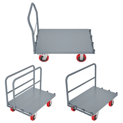 Steel Panel Truck, 2000 LBS Capacity Lumber Cart Drywall Dolly Cart, 36 X 24 Inch Flatbed Cart Dolly With 6" Swivel Brake Wheels, Platform Truck 1 Steel Panel Truck, 2000 LBS Capacity Lumber Cart Drywall Dolly Cart, 36 X 24 Inch Flatbed Cart Dolly With 6" Swivel Brake Wheels, Platform Truck