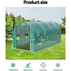 Greenhouse Tunnel 15x6.5x6.5ft,Galvanized Steel Tunnel Greenhouse With Zippered Doors And Window,for Home Gardening Seed