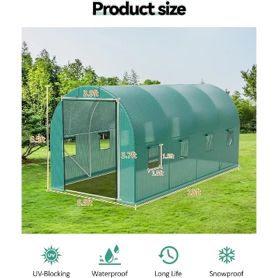 Greenhouse Tunnel 15x6.5x6.5ft,Galvanized Steel Tunnel Greenhouse With Zippered Doors And Window,for Home Gardening Seed 1 Greenhouse Tunnel 15x6.5x6.5ft,Galvanized Steel Tunnel Greenhouse With Zippered Doors And Window,for Home Gardening Seed