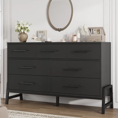 Garvee 7 Dresser For Bedroom, Freestanding 52" Wide Drawer Dresser With Storage, Wooden Closet Storage Chest For Living Room, Bedroom 9 Garvee 7 Dresser For Bedroom, Freestanding 52" Wide Drawer Dresser With Storage, Wooden Closet Storage Chest For Living Room, Bedroom - Image 9