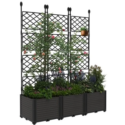 Plastic Plant Box With Plastic Trellis, With Trellis Planter For Climbing Plant Outdoor Planter Box Privacy Screen, For Backyard Patio 8 Plastic Plant Box With Plastic Trellis, With Trellis Planter For Climbing Plant Outdoor Planter Box Privacy Screen, For Backyard Patio - Image 8