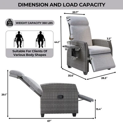 Indoor Outdoor Wicker Recliner Chair With Flip-Up Table Air Pump 155¡ã Lay Flat, Adjustable Wicker Lounge Recliner Chair With Backrest And Footrest 3 Indoor Outdoor Wicker Recliner Chair With Flip-Up Table Air Pump 155¡ã Lay Flat, Adjustable Wicker Lounge Recliner Chair With Backrest And Footrest - Image 3