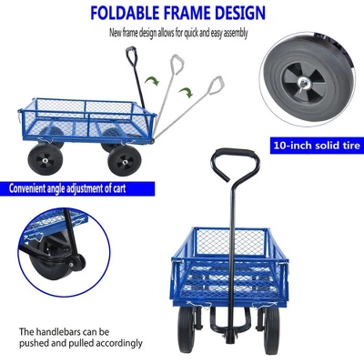 Steel Garden Cart Heavy Duty 550 Lbs Capacity With Removable Mesh Sides Utility Metal Wagon With 180° Rotating Handle Perfect For Garden 5 Steel Garden Cart Heavy Duty 550 Lbs Capacity With Removable Mesh Sides Utility Metal Wagon With 180° Rotating Handle Perfect For Garden - Image 5