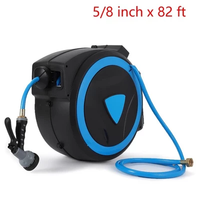 Retractable Garden Hose Reel 5/8 Inch X 82 Ft Wall Mount With 9-Pattern Nozzle 6 Retractable Garden Hose Reel 5/8 Inch X 82 Ft Wall Mount With 9-Pattern Nozzle - Image 6