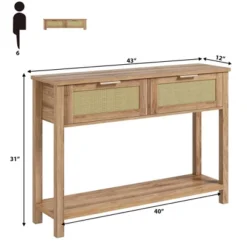 Whizmax Entryway Table, Console Table With Rattan 2 Drawers, Wood Sofa Table With Storage, Boho Console Table For Living Room Entryway -Garvee Sales GUEST b1589946 fdbb 4083 93b5 6447e160137c