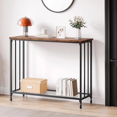 Whizmax Console Table, Sofa Tables Narrow Entryway Table With Glass Shelf And Metal Frame For Living Room, Foyer, Bedroom 3 Whizmax Console Table, Sofa Tables Narrow Entryway Table With Glass Shelf And Metal Frame For Living Room, Foyer, Bedroom - Image 3