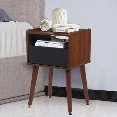 Nightstand With Storage – Mid Century Modern Bedroom Side Table Built-in Charging Station With 2 USB Ports & 2 Power Outlets 8 Nightstand With Storage – Mid Century Modern Bedroom Side Table Built-in Charging Station With 2 USB Ports & 2 Power Outlets - Image 8