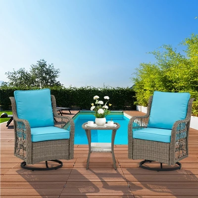 Whizmax Patio Wicker Chairs Swivel Rocker - Outdoor Swivel Rocking Chairs Set Of 2 With Rattan Side Table, Patio Swivel Glider Chair For Patio Porch 9 Whizmax Patio Wicker Chairs Swivel Rocker - Outdoor Swivel Rocking Chairs Set Of 2 With Rattan Side Table, Patio Swivel Glider Chair For Patio Porch - Image 9