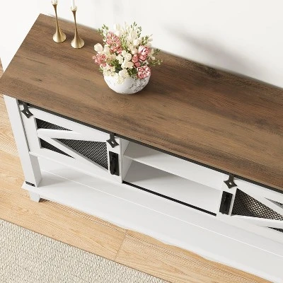 Farmhouse Entryway Console Table With Storage,46" Rustic Sofa Table With Sliding Barn Doors,Cabinet Organizer For Entryway,Living Room And Hallway 4 Farmhouse Entryway Console Table With Storage,46" Rustic Sofa Table With Sliding Barn Doors,Cabinet Organizer For Entryway,Living Room And Hallway - Image 4