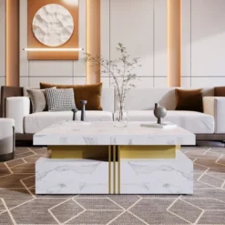 Coffee Tables With 4 Storage Drawers Modern Square Design Cocktail Table For Living Room Office Bedroom 16.5"D X 43.3"W X 43.3"H 10 Coffee Tables With 4 Storage Drawers Modern Square Design Cocktail Table For Living Room Office Bedroom 16.5"D X 43.3"W X 43.3"H -Garvee Sales GUEST b2805660 bb9f 4694 afd0 4854a1061c38