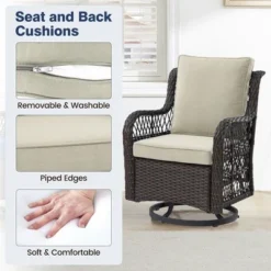 Whizmax 3 Pieces Outdoor Swivel Rocker Chair Set Of 2 With Glass Top Table, Outdoor Swivel Glider Rocker, Wicker Swivel Chair Set For Patio Porch Pool 11 Whizmax 3 Pieces Outdoor Swivel Rocker Chair Set Of 2 With Glass Top Table, Outdoor Swivel Glider Rocker, Wicker Swivel Chair Set For Patio Porch Pool -Garvee Sales GUEST b2b13358 4b4b 4de1 a3da dc6955c6d4db