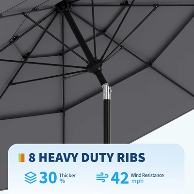 Outdoor 3 Tier Vented Large Market Table Umbrella, 9FT Patio 3 Tier Umbrella Canopy, Heavy Duty Patio Umbrellas 3 Tiers, 8 Ribs, Hand Crank 4 Outdoor 3 Tier Vented Large Market Table Umbrella, 9FT Patio 3 Tier Umbrella Canopy, Heavy Duty Patio Umbrellas 3 Tiers, 8 Ribs, Hand Crank - Image 4