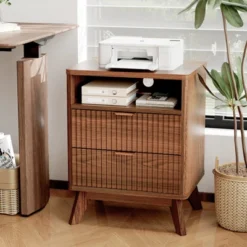 Modern Bedroom Nightstand With 2 Drawers, Wooden Sofa Side Table With Storage, Accent Bedside Table For Small Space, Narrow End Table -Garvee Sales GUEST b3657d46 0e76 491e b346 d978332b58f3