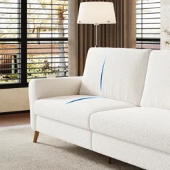 Garvee 84" Sofa Couch, Modern 3 Seater Sofa, Large Boucle Sofa For Living Room With Streamlined Armrests & Wood Feet 10 Garvee 84" Sofa Couch, Modern 3 Seater Sofa, Large Boucle Sofa For Living Room With Streamlined Armrests & Wood Feet -Garvee Sales GUEST b424d099 3e7d 4899 b5e0 75d38ffaf482