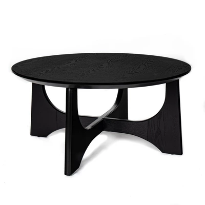 36'' Round Coffee Table, Wooden Coffee Table With Cross Legs, Center Sofa Table, Cocktail Table For Small Spaces, Accent Table For Living Room Office 3 36'' Round Coffee Table, Wooden Coffee Table With Cross Legs, Center Sofa Table, Cocktail Table For Small Spaces, Accent Table For Living Room Office - Image 3