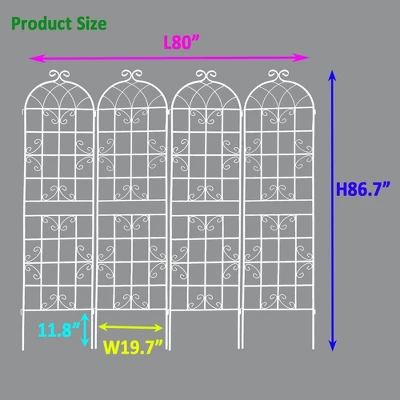 4 Pack 86.7"x19.7" Metal Garden Trellis, Rustproof Wire Lattice Panel, Outdoor Flower Support Trellis For Climbing Plants Roses Vine Cucumbers 5 4 Pack 86.7"x19.7" Metal Garden Trellis, Rustproof Wire Lattice Panel, Outdoor Flower Support Trellis For Climbing Plants Roses Vine Cucumbers - Image 5